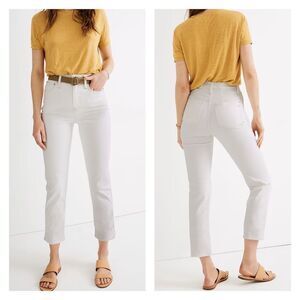 Madewell Womens 32 Tile White Classic Straight Leg High Waist Crop Jean NWOT